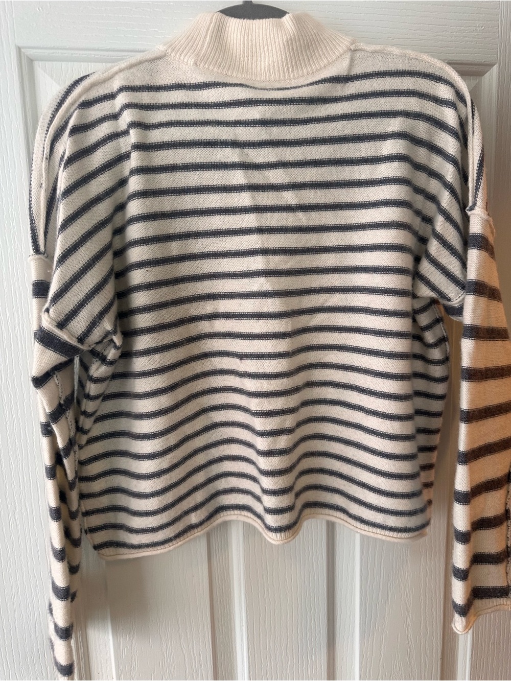 Madewell Cream and Black Striped Cowl-Neck Sweater